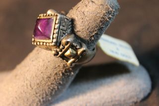 Vintage Sterling Silver & 18kt Gold Amethyst Italy Ring Size 5 1/2 With Orig Tag