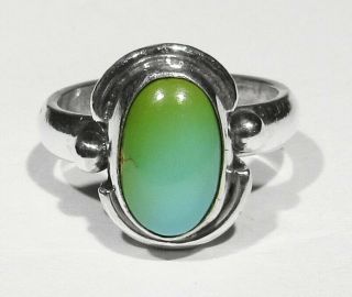 Vintage Navajo 925 Silver Natural Green & Blue Blue Gem Mine Turquoise Ring 6.  5