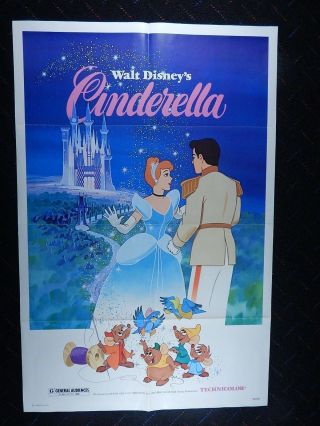 Vintage Cinderella 1sh Movie Poster 41x27 R810185 Theater Size Disney One Sheet