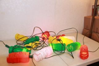 Vtg Plastic Blow Mold Party String Lights Rv Patio Tiki & Lanterns 2 Strings