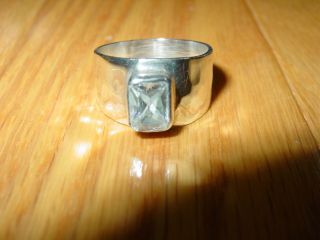 Vintage Sterling Silver 925 Ring Clear Crystal Faceted Stone Sz 7 Mexi