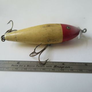Fishing Lures South Bend Vintage 3¾ " Wood Glass Eye Surf - Oreno Red Head