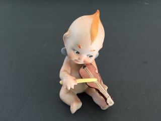 Vtg Kewpie / Cherub / Baby Angel Figurine Playing Violin - Ardalt Of Japan 64eod
