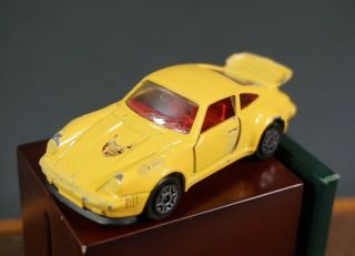 Majorette Porsche Carrera Turbo 924 Yellow 1/57 N:209 Sports Car Model Toy Vtg.