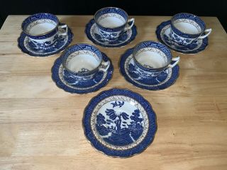 Vintage Booths Real Old Willow Teacups And Saucers