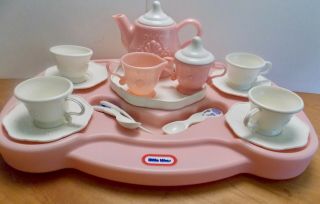 Vintage Little Tikes Victorian Tea Set Play Food Dishes Missing A Spoon