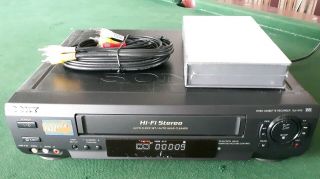 Sony Slv - N50 Vhs Vcr Video Cassette Player Recorder Hifi W/ Av Cables & Tape