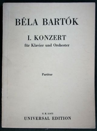 Bela Bartok - Piano Concerto No.  1 - Vintage Pocket Study Score Book