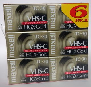 Vintage Maxell 6 Pack Tc - 30 Vhs - C Hgx Gold 62 Minute Camcorder Video Tapes P