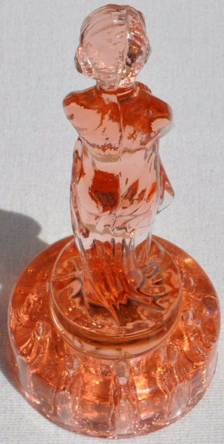 Cambridge Glass Peach Pink Flower Frog Draped Lady 8.  5 