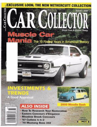 Car Collector October 2000 - - 1941 Cadillac,  1967 Olds 442,  1970 Mustang Boss 302