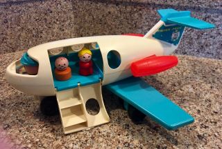 Vintage Fisher Price Little People Airplane With 2 Passengers - Vg