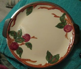 Vtg Franciscan Serving Large Platter Plate Apple Pattern W/silver Handle Tray