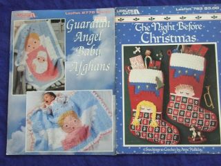 2 Vintage 1980s Leisure Arts 2778& 763 Stockings Crochet Pattern Leaflets