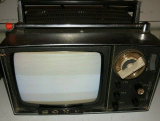 Vintage 1962 Sony Model 5 - 303w Portable 5” Tv With Case And Cord Sn 2029