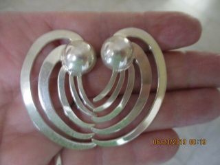 Vintage Taxco Modernist Earrings With Large Ball/bead Tc - 24 Mexico Sterling 925