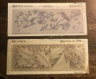 2 Vintage Leather Carving Pattern Templates Craftaid,  Wallets Hummingbird Horse