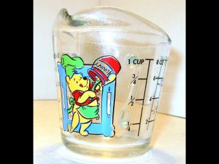 Vintage Disney Anchor Hocking Winnie The Pooh Hunny Glass Measuring Cup/8 Oz