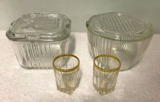 Vintage Ice Bucket Glassware For Stewart Warner Porto Bar Radio & Shot Glasses