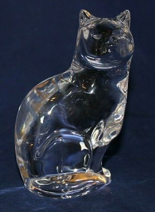 Vintage ORREFORS Crystal Glass Cat Kitten Figurine Paperweight 5 