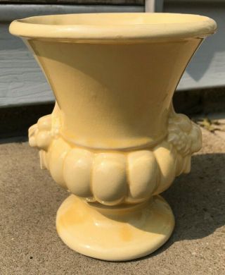 Vintage Mccoy Pottery Large Heavy Yellow Vase - Berry Accents