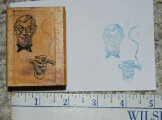 Vintage George Burns W Cigar 1989 Wood Rubber Stamp - Musuem Of Modern Rubber