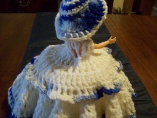 Vintage Storybook Doll Toilet Paper Cover Hand - knit Dress & Hat Auburn Hair 4