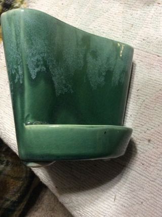 Vintage Brush Mccoy Pottery Green Triangular Drip Glaze Planter 4 3/4” T X 6 X 6
