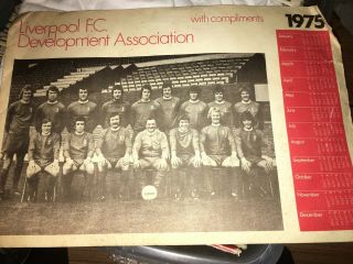 Liverpool Fc Vintage/retro 1975 Team Photo Calender (good Cond)