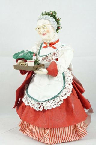 Vintage Midwest Mrs.  Santa Claus Tree Topper Clothtique Look Approx 9.  5 " Tall