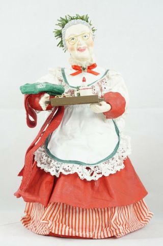Vintage Midwest Mrs.  Santa Claus Tree Topper Clothtique Look Approx 9.  5 