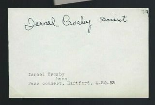 Israel Crosby Signed Vintage Album Page Jazz Bass Played With Ahmad Jamal