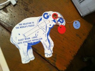Aa - 2 Vintage Political Campaign Elephant Nixon Lodge Republican