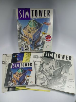 Vintage 1994 Maxis: Sim Tower Computer Game Pc Complete Big Box Win Cd Cib Euc