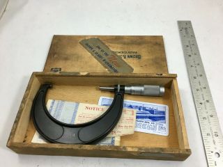 Vintage Brown & Sharpe 3 - 4 " Micrometer 65,  Carbide,  Lock,  Box,