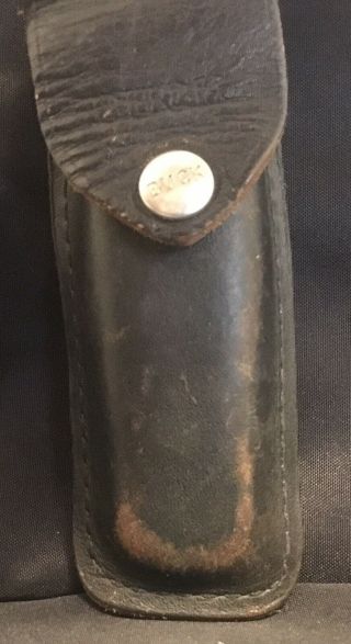 Vintage Black Leather Buck Belt Pocket Knife Case Holder Sheath