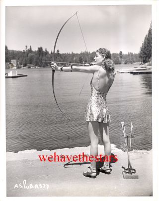 Vintage Ann Sheridan Sexy Swimsuit Archery 30s Publicity Portrait