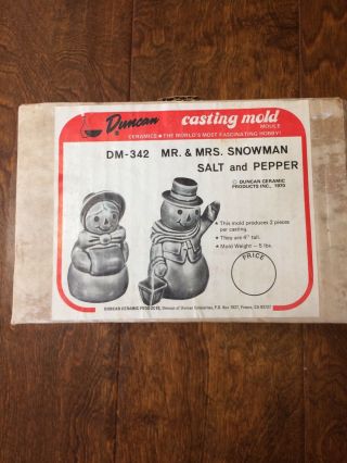Vtg 1970 Duncan Casting Ceramic Mold Dm - 342 Mr Mrs Snowman Salt Pepper Shakers