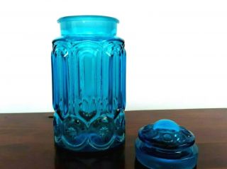 LE Smith Blue Moon Stars Canister Glass Kitchen Flour Jar w/ Lid 11 