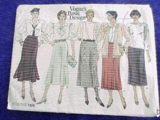 Uncut Vintage Vogue 1425 Womens Sz 10 Multi Skirts Sewing Pattern Gored Skirt
