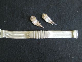 Vintage Sterling Silver Bracelet & Earrings 43 grams 2
