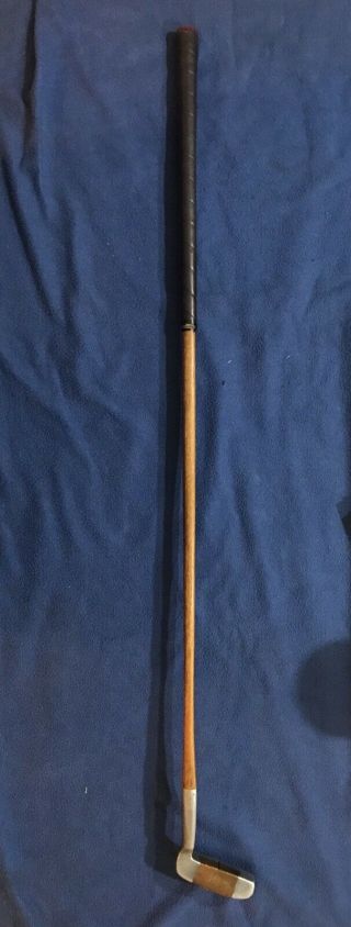 Vintage L/h Golf Putter Hickory Shaft Legend Otey Crisman Al Br Ld 1st Mallet Hd