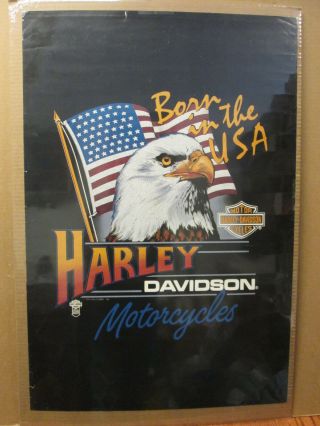 Harley Davidson Motorcycles Born In The Usa Vintage Poster Man Cave 7692