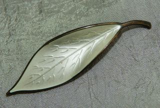 Vintage Sterling Silver & Enamel Brooch Pin Leaf David Anderson 002