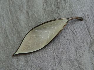 Vintage Sterling Silver & Enamel Brooch Pin Leaf David Anderson 002 2