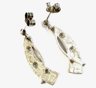 VINTAGE CHARLES RENNIE MACKINTOSH STYLE SILVER Post DROP Earrings Gift Boxed 2