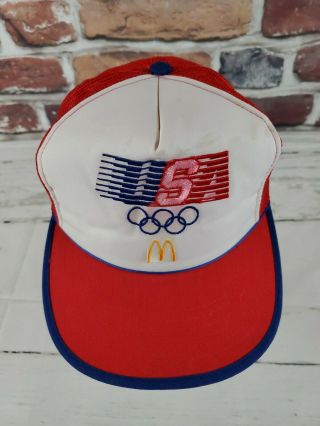 Vintage Retro 1984 USA Olympics McDonald ' s Snapback Trucker Hat Flaw 2