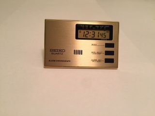 Vintage Seiko Quartz Digital Compact Travel Alarm Chronograph Clock Qek151g