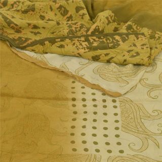 Sanskriti Vintage Green Saree 100 Pure Crepe Silk Printed Fabric Sari Craft