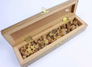 Vintage Gift Of Kings Frankincense Myrrh Incense Box Wood Art Inlay Box
